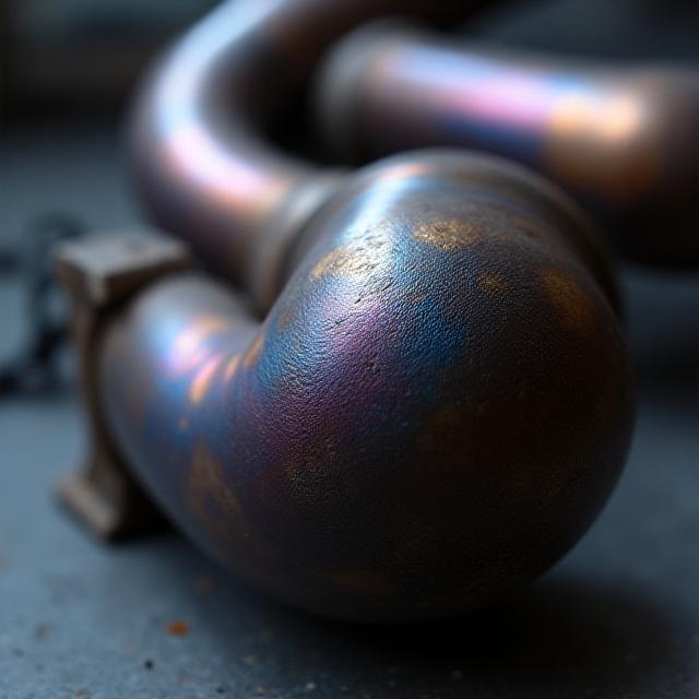 Detalle de sistema de escape de titanio con soldaduras TIG